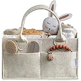 PUTSKA Baby Diaper Caddy Organizer - Nursery Storage Basket for Diaper Station, Baby Basket Shower Gift List and Registry Mus