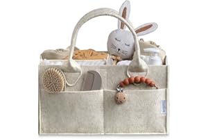 PUTSKA Baby Diaper Caddy Organizer - Nursery Storage Basket for Diaper Station, Baby Basket Shower Gift List and Registry Mus