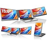 KYY Triple Laptop Screen Extender, 15.6" 1080P FHD IPS Dual Portable Extended Monitor, USB C Travel Display for 12-17'' Laptop, 210°Rotation & Kickstand, Plug and Play (Windows Only)