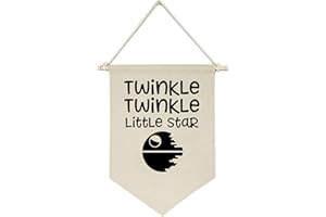 TOPTHINK Twinkle Twinkle Little Star - Canvas Hanging Flag Banner Wall Sign Decor Gift for Baby Kids Boy Nursery Teen Room Front Door - Star Wars Quotes