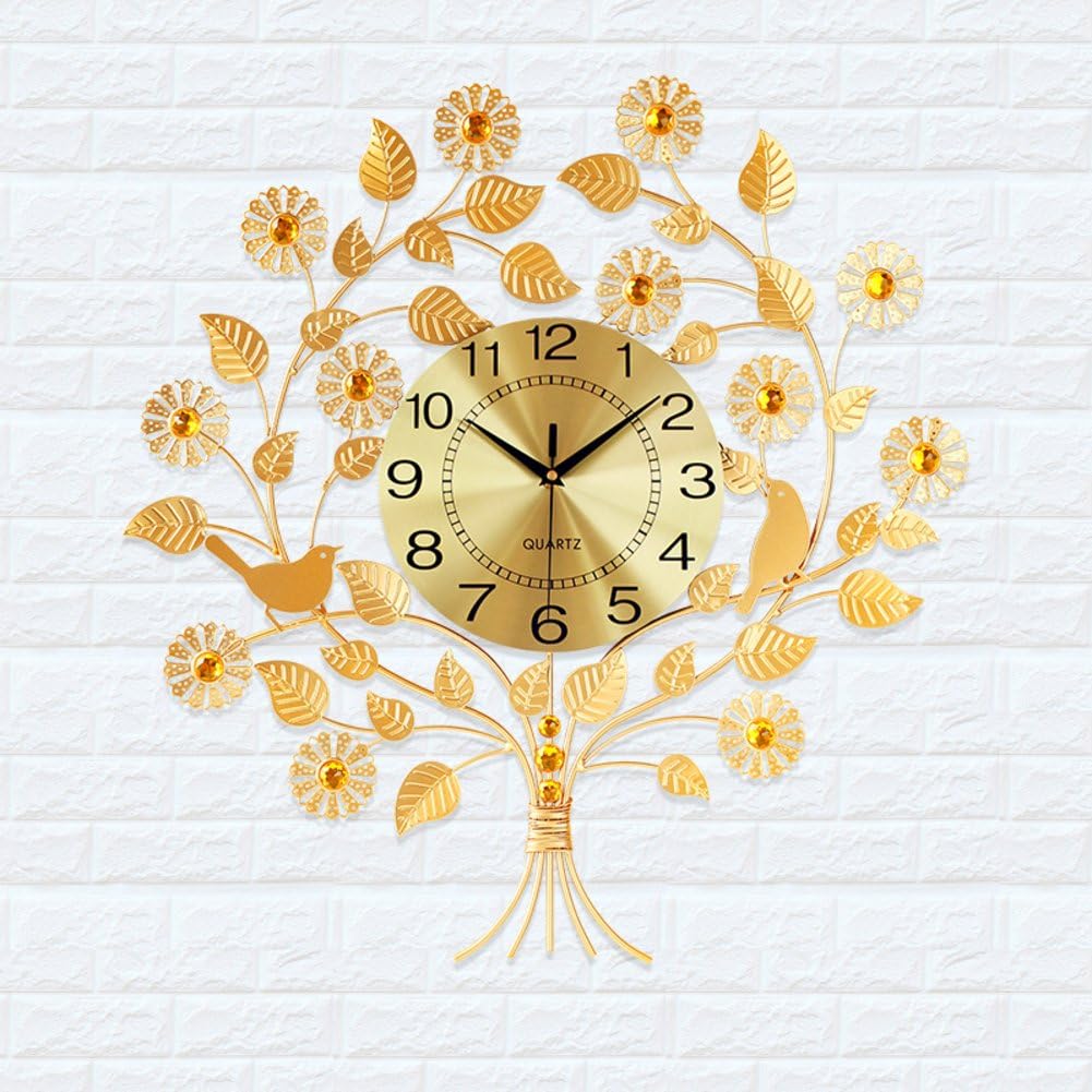 Living room bedroom silent clock/ European-style living room clocks/ Art Deco wall charts/Golden dial quartz clock-B 20inch