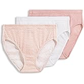 Jockey Women's Underwear Elance Breathe French Cut - 3 Pack, White/Seashell Rose/Neutral Rose Horizon, 10