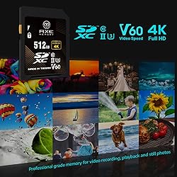 AXE MEMORY SD Card 512GB V60, 245MB/s UHS-II U3 4K