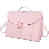 NOL Natural Organic Lifestyle Insulated Lunch Bag for Women/Men, Reusable Nylon Leakproof Lunch Cooler Box, Lunch Tote Bag With Buckle for Work Travel Picnic (Pink)