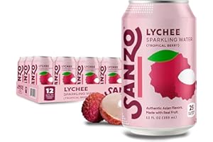 Sanzo Flavored Sparkling Water - Tropical Berry Seltzer (Lychee) - Low Calorie Low Sugar Soda - Craft Asian Drinks - Vegan Gluten Free Carbonated Flavored Water - Fizzy Healthy Drinks - 12oz, 12 Pack