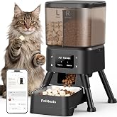 PalNests Dual Chamber Automatic Cat Feeder 4L, Dry/Treat Portion | Pet Food Dispenser with 2.4&amp;5G WiFi App, Custom Schedule &amp; Portion Control for Dry Food and Treats, Black