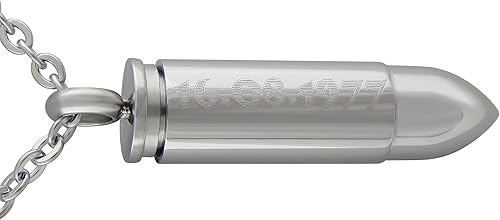 Hanessa Gravierte Pistolen Kugel Mit Geheim Fach Munition Aufschraubbar Kette Mit Wunsch Gravur Aus Edelstahl In Silber Schmuck Fur Herren Geschenk Fur Den Mann Gross Amazon De Schmuck