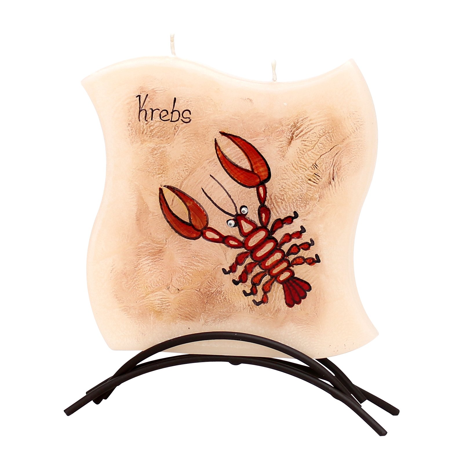Dekohelden24 Zodiac Sign Cancer - High-Quality Flat Candle with Metal Stand, 16 x 16 cm