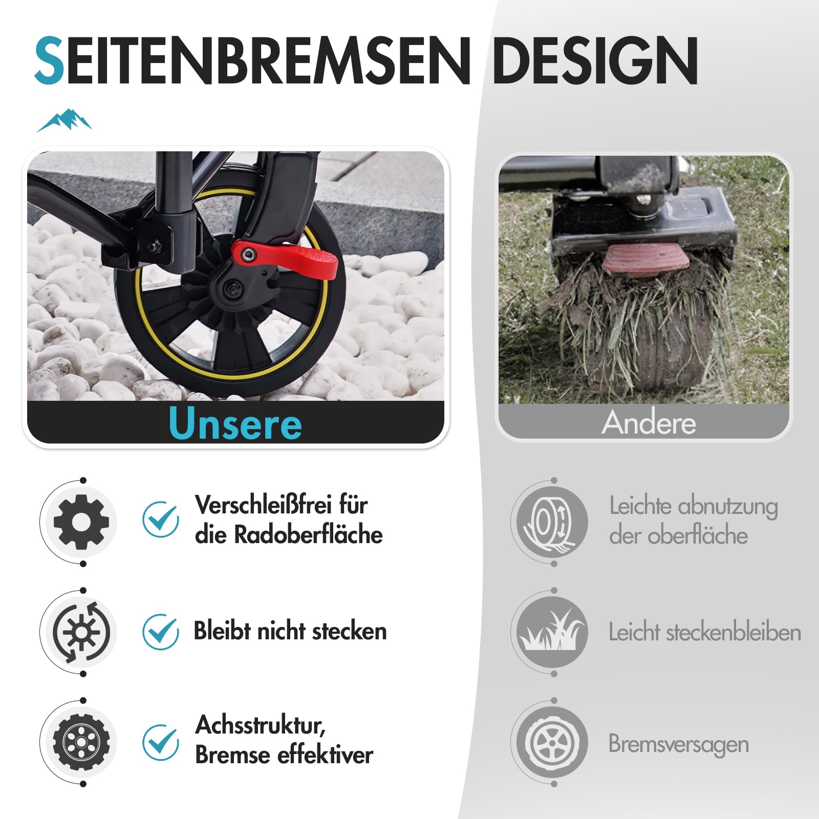 Portal Bollerwagen faltbar XXL Große Ladefläche 120kg belastbar Handwagen mit Getränkehalter Seitentasche Transportwagen Leiterwagen klappbar Strandwagen Faltwagen für Garten Camping Festival 5