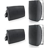 Herdio 6.5 Inch 800W Outdoor Bluetooth Speakers Wired Waterproof with Multifunctional Amplifier, Wall Mount Speaker for Patio Home Poolside Deck Backyard(2 Pairs,Black)
