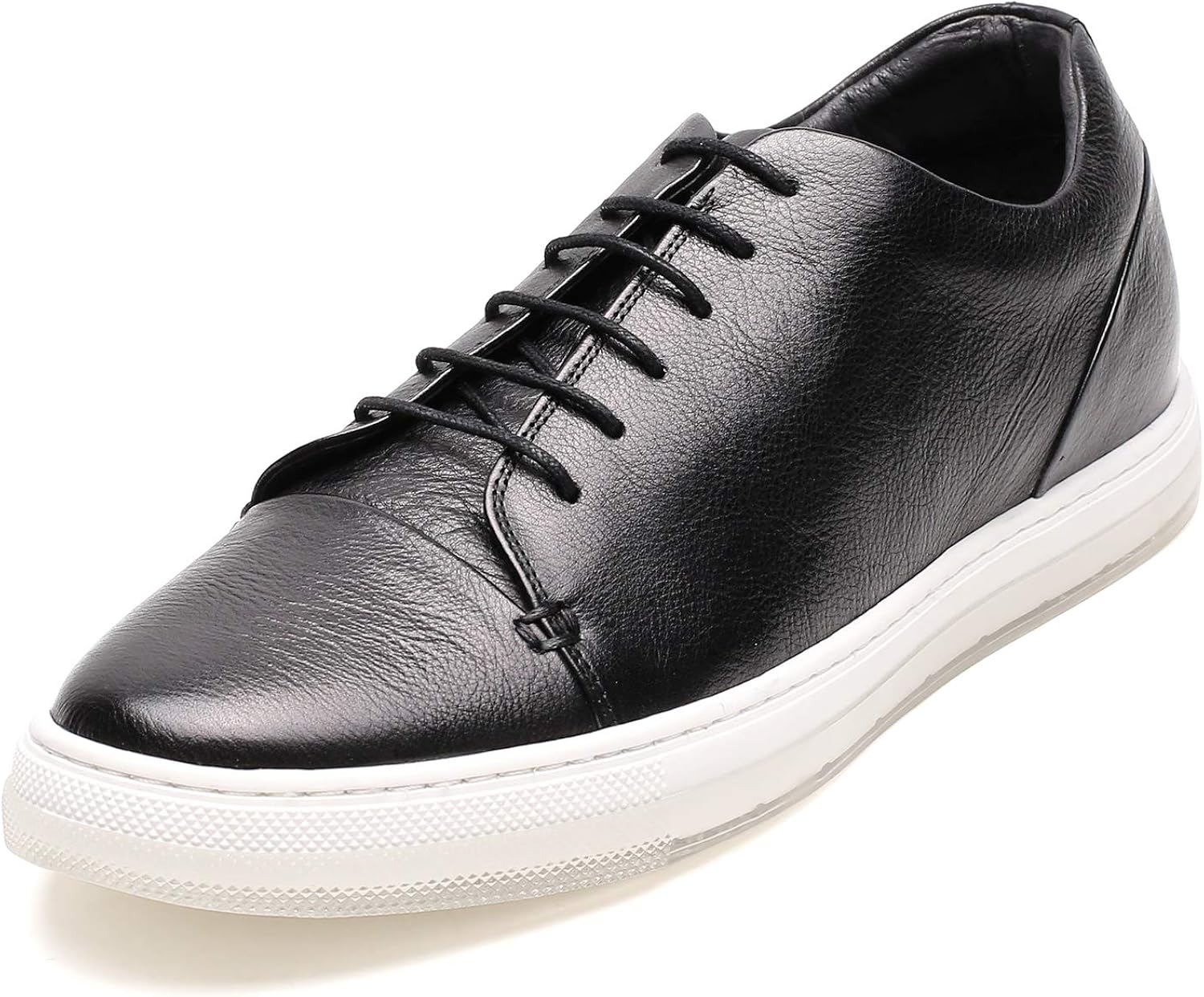 CHAMARIPA Freizeitschuhe Höhe Erhöhung 5 cm Leder Elevator Schuhe Für Männer, Schwarz