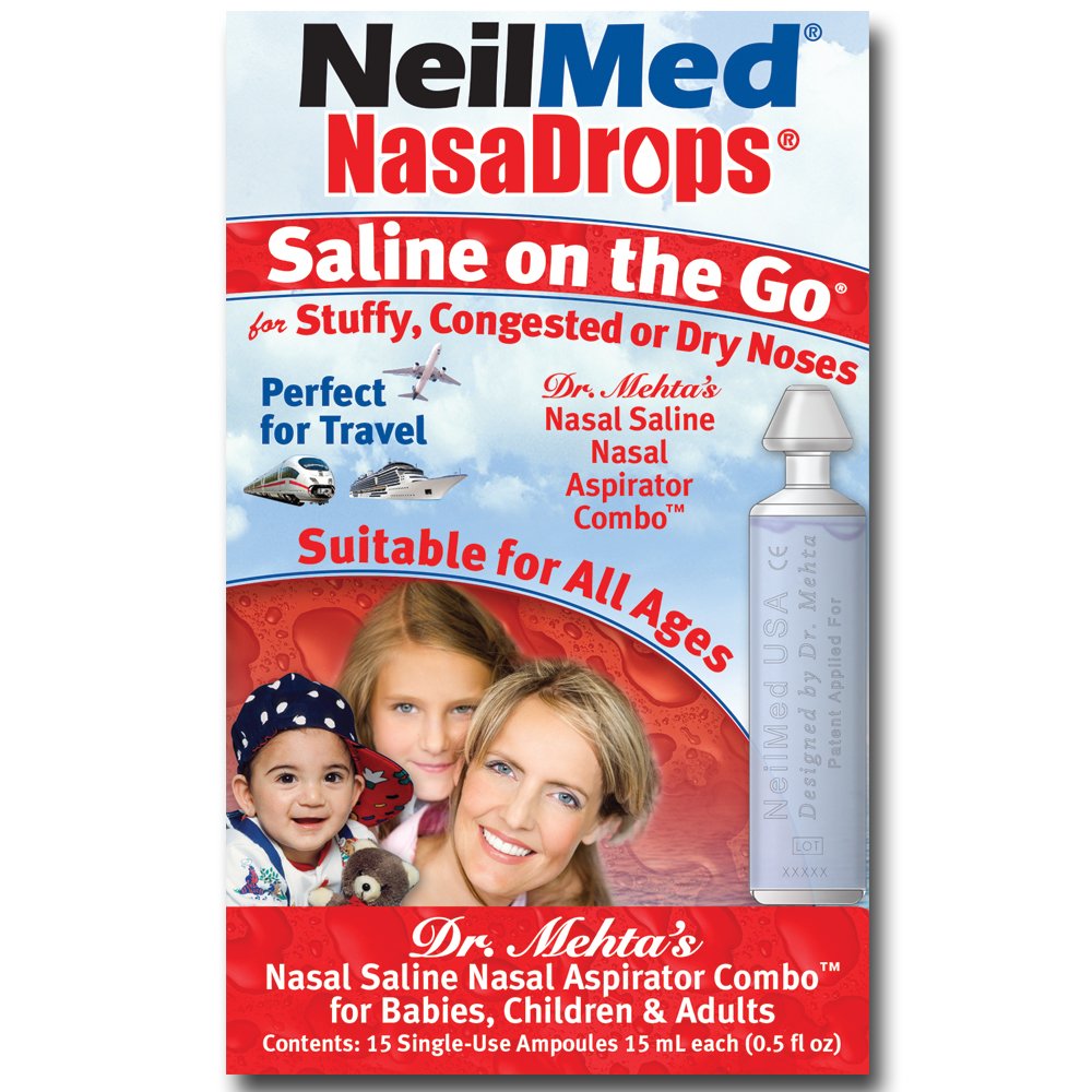 Neil Med NASA Drops Saline Vials, 15 Single-Use Ampoules, 0.5 Fl Oz
