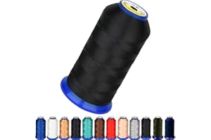 PESTOR Heavy Duty Thread 1800 Yards Size T70#69 210D/3 All Purpose High Strength Polyester Sewing Thread for Weaves, Upholstery, Jeans and Weaving Hair, Drapery, Beading, Purses, Leather (Black)