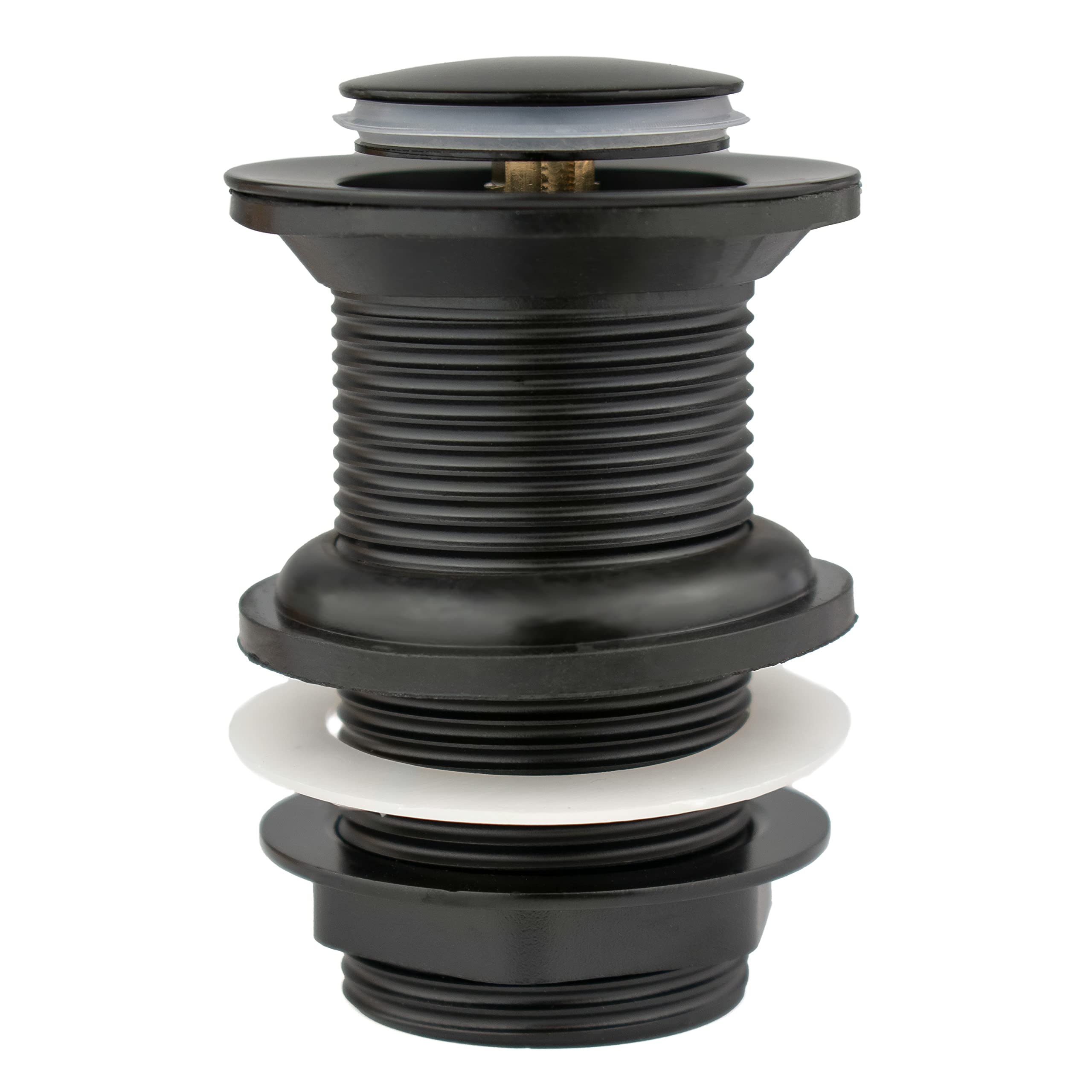 Xcel Home Black Click Clack Unslotted Basin Waste - Durable Brass Construction Bathroom Sink Pop-Up Plug with Brass Tightening Nut - Standard British G 1 ¼ BSP Connection (Standard | Black)