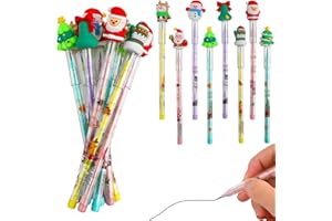 DIYASY 24 Pieces Christmas Stackable Pencils, Holiday Mechanical Pencil bulk Multi Point Push Pencil for Kids Party Supplies Gifts Classroom Rewards Prizes Decorations