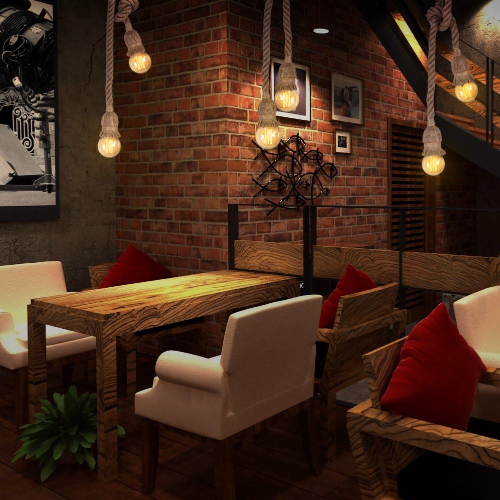 Rope Chandelier Pendant Light Ceiling Lamp E27 Base Lamp Cord Retro Loft Chandelier Without Bulb for DIY Home Bedroom Restaurant Cafe Bar Country Decoration - Image 4