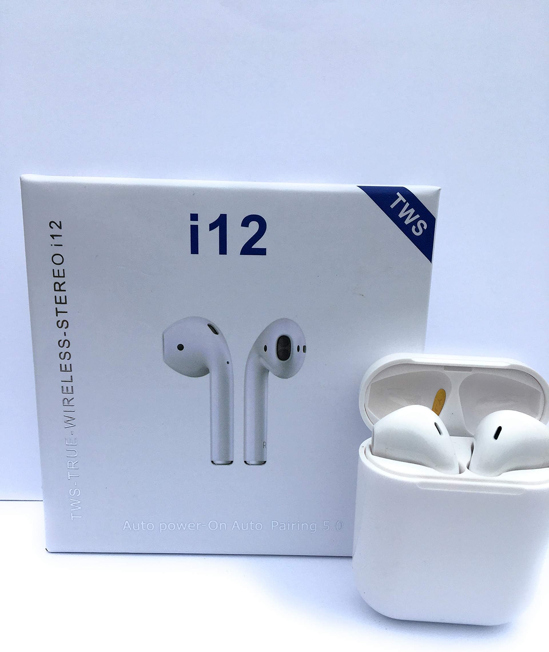 Touch Control Wireless Bluetooth 5.0 Earbuds, Automatic Pairing,Compatible to All Smartphones, Noise Cancelling Earbuds (White)
