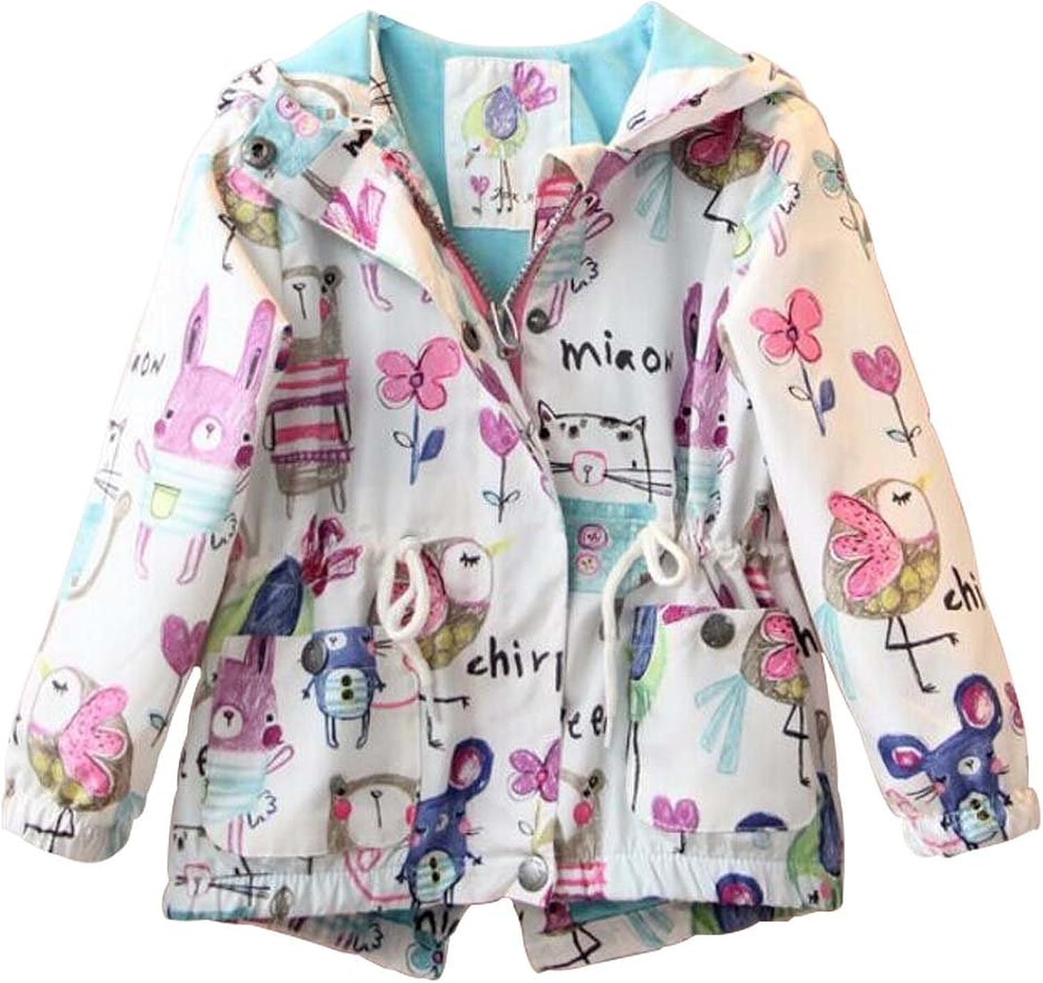 Baby World Baby Toddler Girls Cartoon Trench Coat Graffiti Hooded Zipper Outwear: Clothing