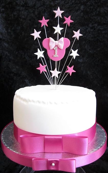 1st Birthday Cake Topper Minnie Mouse With Stars Suitable For A
