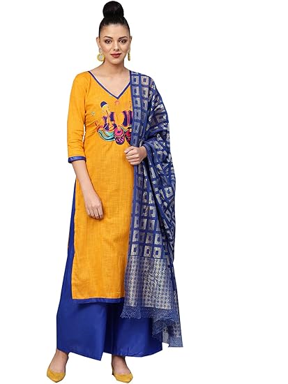 mustard yellow and navy blue outfit