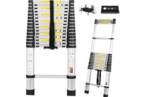 DAJIANGLX 15.5FT Telescoping Ladder with Tool Tray, Multi-Purpose Extension Ladder, Aluminum Folding Ladder Collapsible Ladder, Telescopic Ladders Foldable Extendable Ladder for Home Homeuse RV Attic Roof