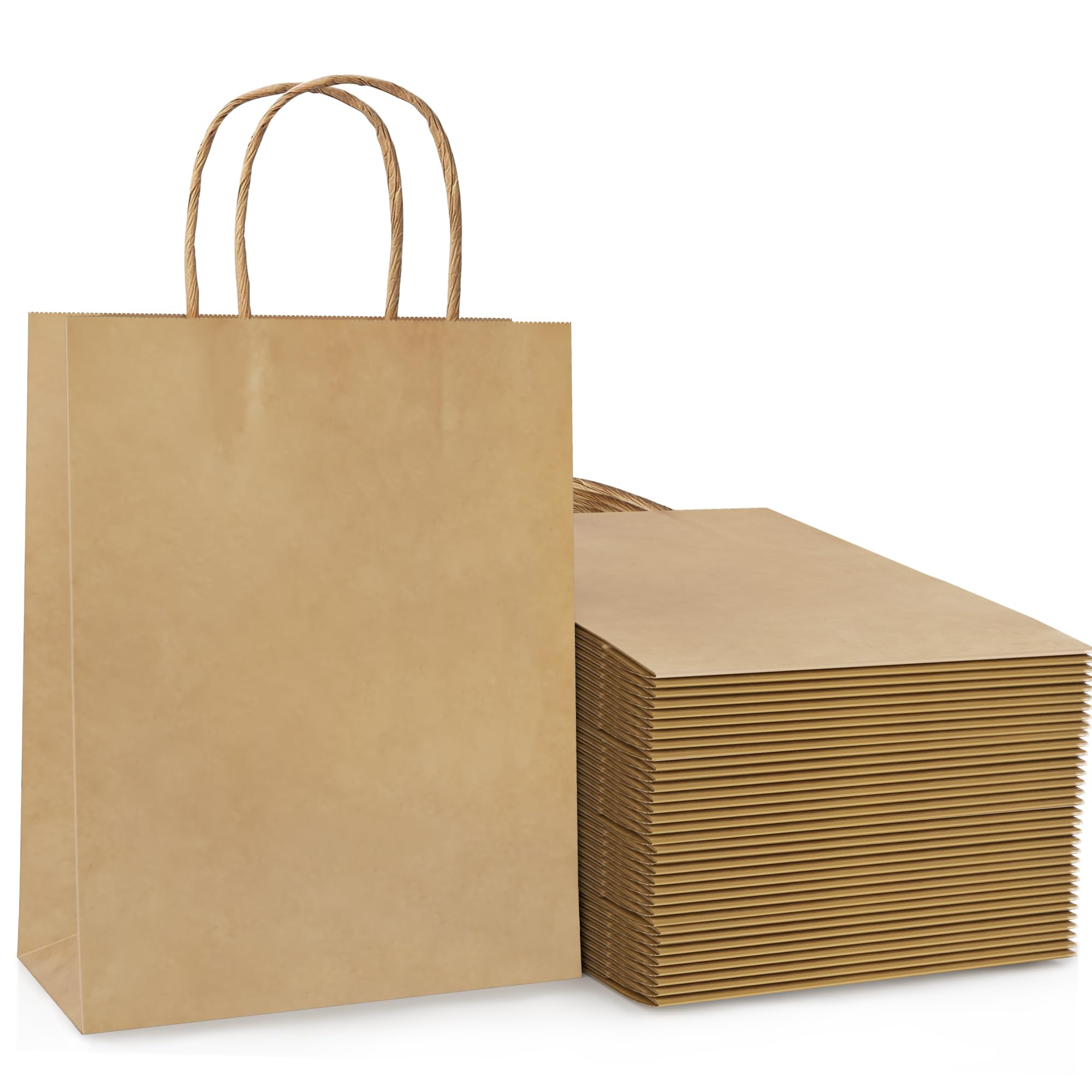 30 Pcs Brown Paper Party Bags with Twist Handles, 120 GSM Kraft Large Brown Gift Bags for Kids Adults Party Favor Birthdays Christmas Baby Showers Weddings Retail and Sweet (27x21x11cm)