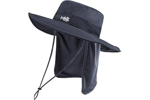 BASSDASH UPF 50+ Sun Fishing Hat Water Resistant with Detachable Neck Flap