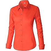 CUNLIN Womens Cotton Button Down Shirts for Women Fitted Long Sleeve Formal Dress Shirt Work Blouses Tops