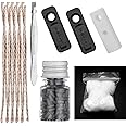 Universal Lighter Replacement Repair Kit for Petrol Gas Fluid Lighter Oil Lighter (200pcs Flint Stone,10pcs Wick,6pcs Cotton Wadding,Cotton Felt Pad & 2pcs Rubber Felt Pad,Tweezers)-Black Flint