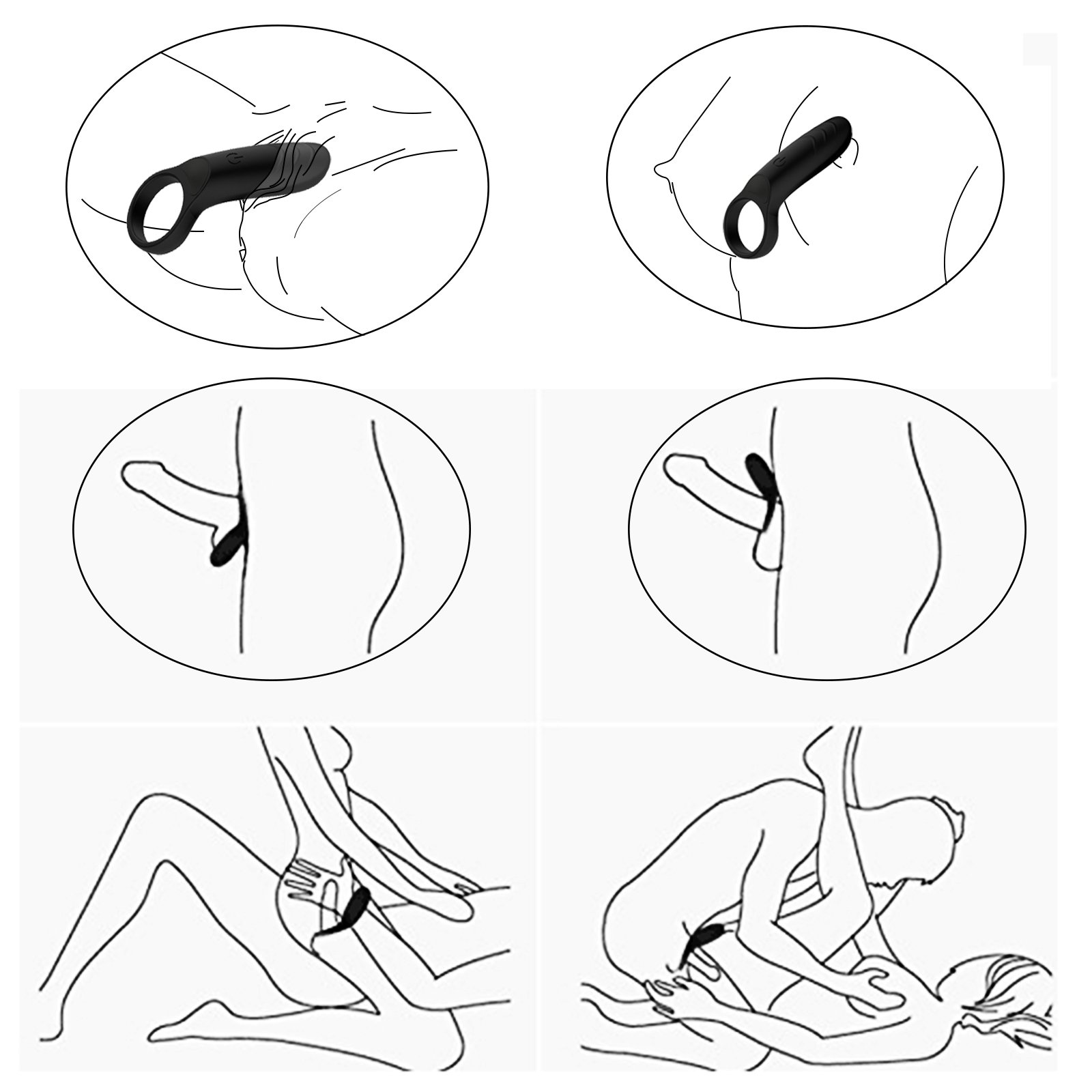 Cockring Vibrator Vibrierend mit Klitorisstimulator Silikon Penisring 10-Vibration Sexspielzeug für Männer, Ø 33 mm (Schwarz)