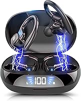 【2021革新版 Bluetooth5.0】 ワイヤレスイヤホン 耳掛け式 Bluetoothイヤホンスポーツ仕様Hi-Fi 低遅延 LED残量表示 CVC8.0ノイズキャンセリングAAC対応自動ペアリング 瞬間接続...