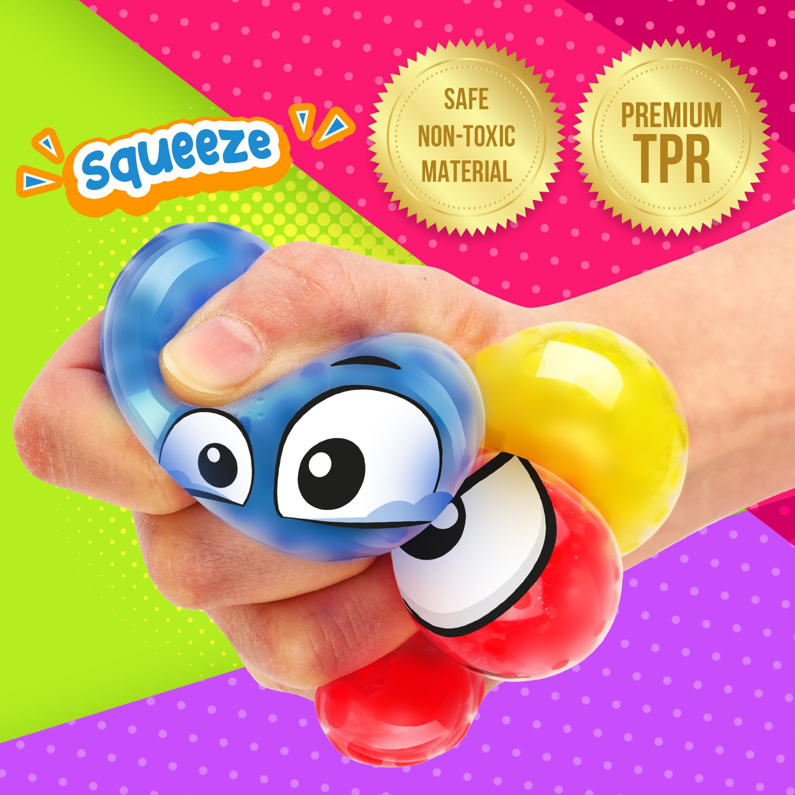 Sensory Stress Balls for Kids: Squishy Fidget Balls for Adults Anxiety Relief Emotional Squeeze Toys for Kids with Autism Funny Squishy Toys for Hand Exercises - Calm Down Party Favors