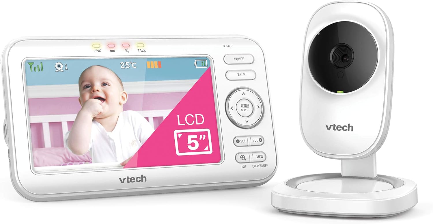 VTech LM808-1W Baby Monitor with Camera,300m Long Range, Auto Night Vision, Video Baby Monitor with 5" Screen