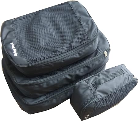 FLYING SOUL Packing Cubes Travel Organizer set of 4 (Black)