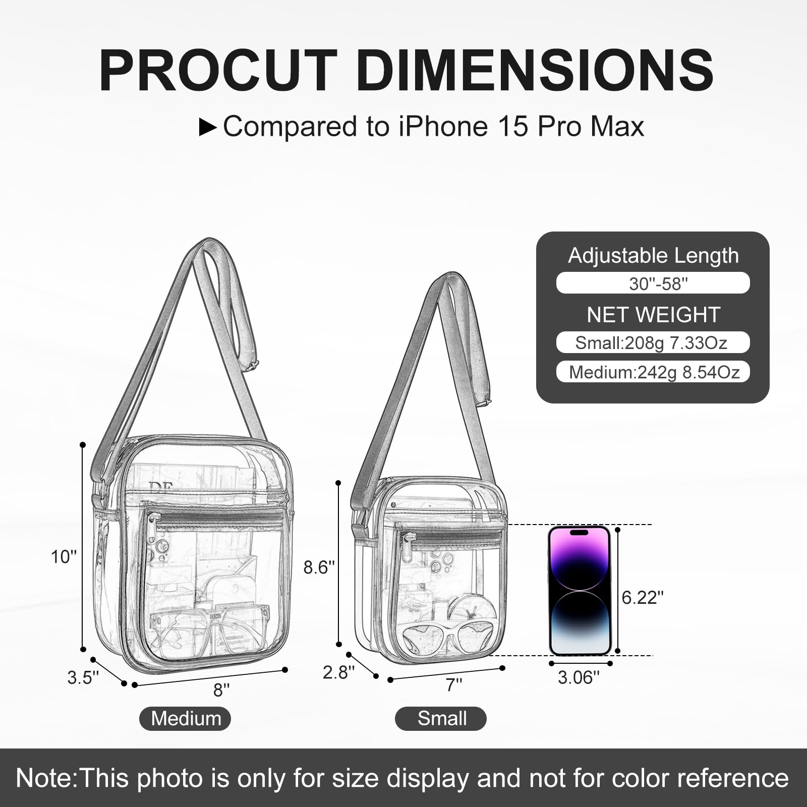 USPECLARE Clear Purse Bag for Stadium Events Clear Messenger Bag for Men and Women