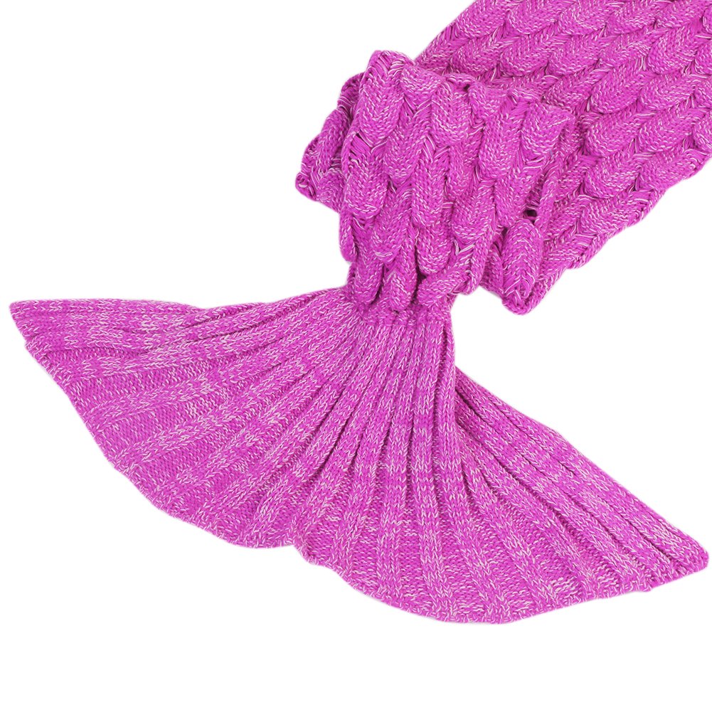 Awkli Kids Mermaid Tail Blanket, Knitted Crochet Fish-Scale Pattern Mermaid Sleeping Bag Quilt Christmas Gift for Child 59\