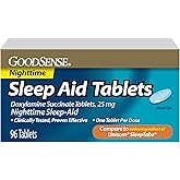 GoodSense Sleep Aid Tablets, Doxylamine Succinate Tablets, 25 mg, Nighttime Sleep Aid to Help You Fall Asleep