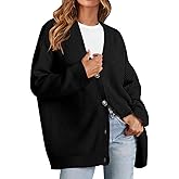 MEROKEETY Women's Cardigan Sweaters 2026 Fall Open Front Oversized Button V Neck Loose Soft Knit Outwear