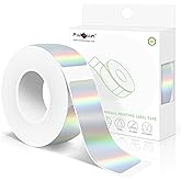 PARLAIM Label Maker Tape,14X50MM(1/2" X1 7/8") Thermal Label Stickers,Thermal self-Adhesive Label Compatible with D30 Label Maker,Thermal Label Paper for Home/Office/130pcs/Roll Holographic Silver