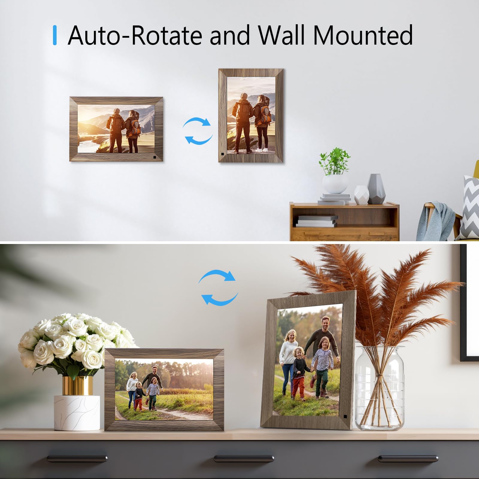 Canupdog 10.1 WiFi Digital Picture Frame, IPS Touch Screen Smart Cloud Digital Photo Frame with 16GB Storage, Wall Mountable, Auto-Rotate, Share Photos From Anywhere Via App, Email