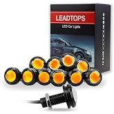 LEADTOPS 10Pcs 18mm 12V Eagle Eye LED Car Fog DRL Daytime Running Light Backup Reverse Tail Rock Lights Small bulb (Yellow, Black Case)