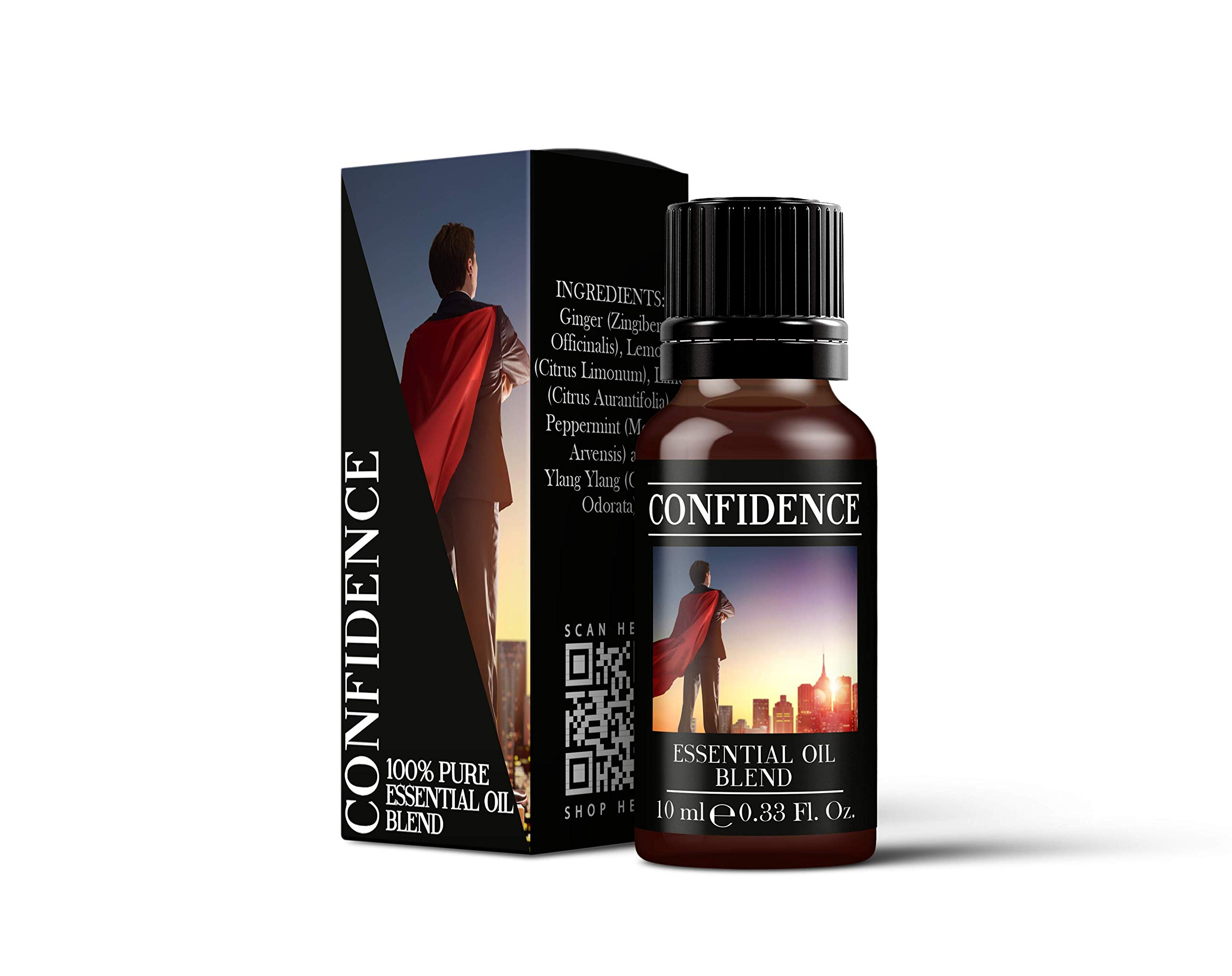 Mystix London | Confidence Essential Oil Blend 10ml | Ginger | Lemon | Lime | Peppermint | Ylang Ylang | Aromatherapy Oil | Bright Citrus Fragrance | for Diffusers & Massage | Vegan, GMO Free