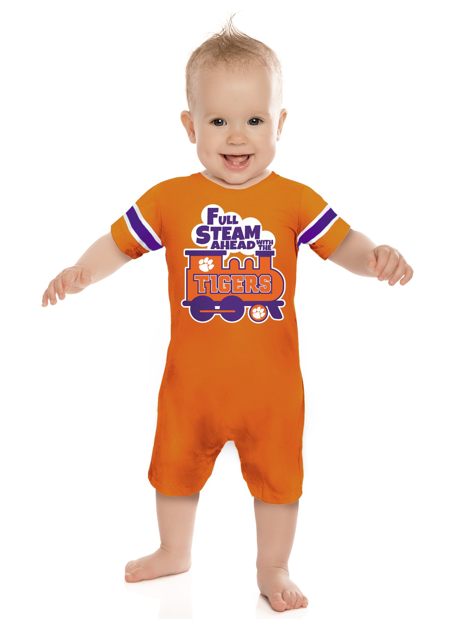 Cheekie Peach NCAA Clemson Tigers Boys Infant Full Steam Onesie, 6-12 Months, Orange