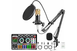 SIBORIE F999 Podcast Equipment Bundle for Tiktok and YouTube Vlog,Sound Board with Audio Interface,Condenser Karaoke Microphone,Streaming Podcast Starter Kit DJ Audio Mixer