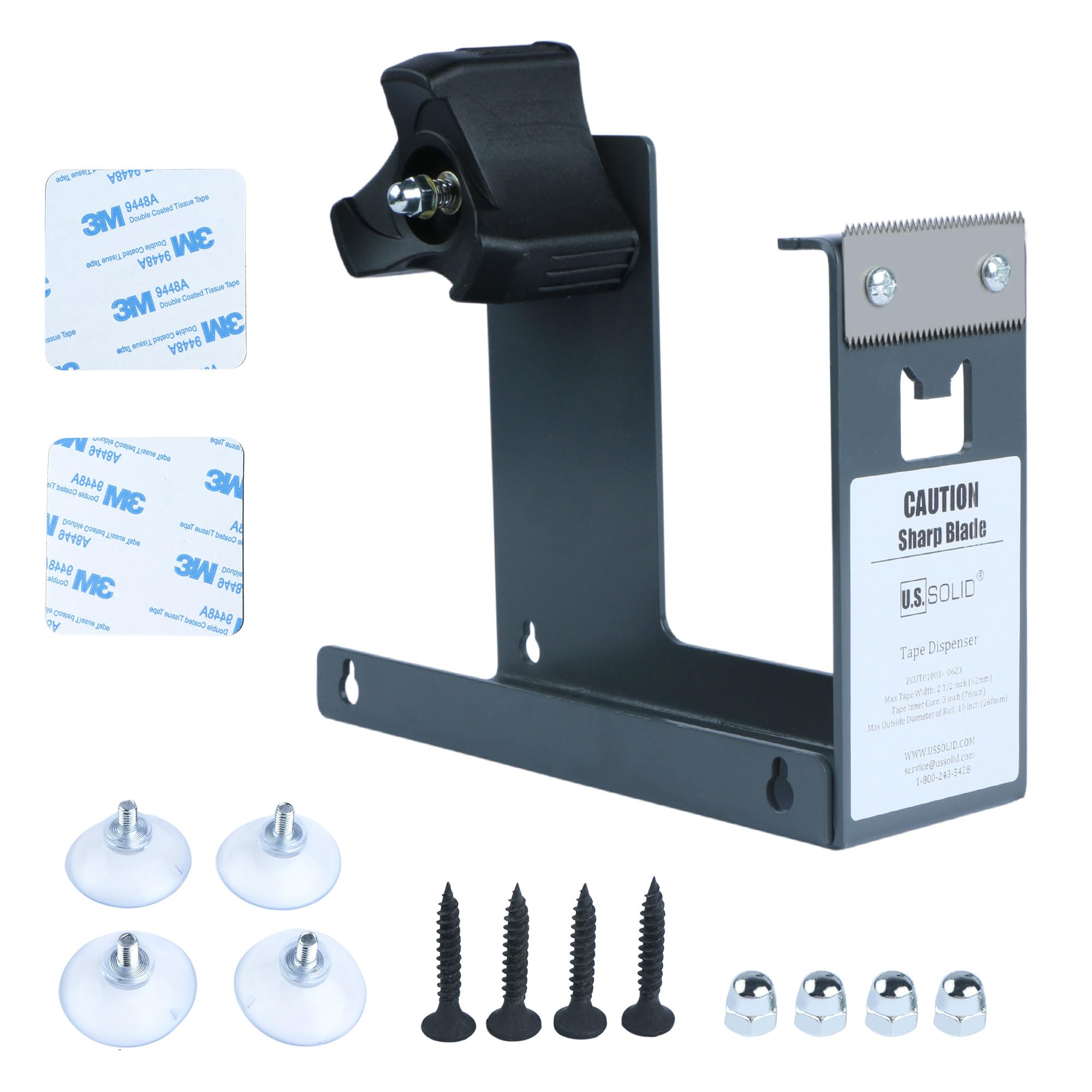 U.S. Solid Desktop Tape Dispenser - 2.5 Inch Width, 3 Inch Core, 3 Mounting Options, Extremely Durable