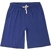 WORW Pajama Shorts for Men, Soft Cotton Knit Pajama Bottoms with Pockets
