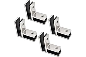 FLJDOUMAI Glass Railing Clamp Stainless Steel 304- 90° Double Clamps for Home/Park/Mall/Swimming Pool Glass Clamp, Wire Drawn Surface Bracket (4-Pieces)