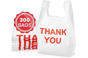 Choice Marts Plastic Bags for Small Business 300 Count White (11"x6"x21") Thank You Bags and Great Shopping Bags Suitable as Grocery Bags and T Shirt Bags