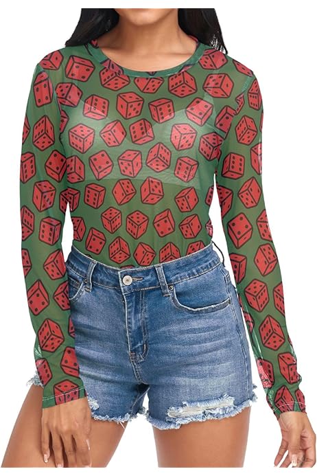 Amazon.com: JULYTO Women's Mesh Long Sleeve Top Cute