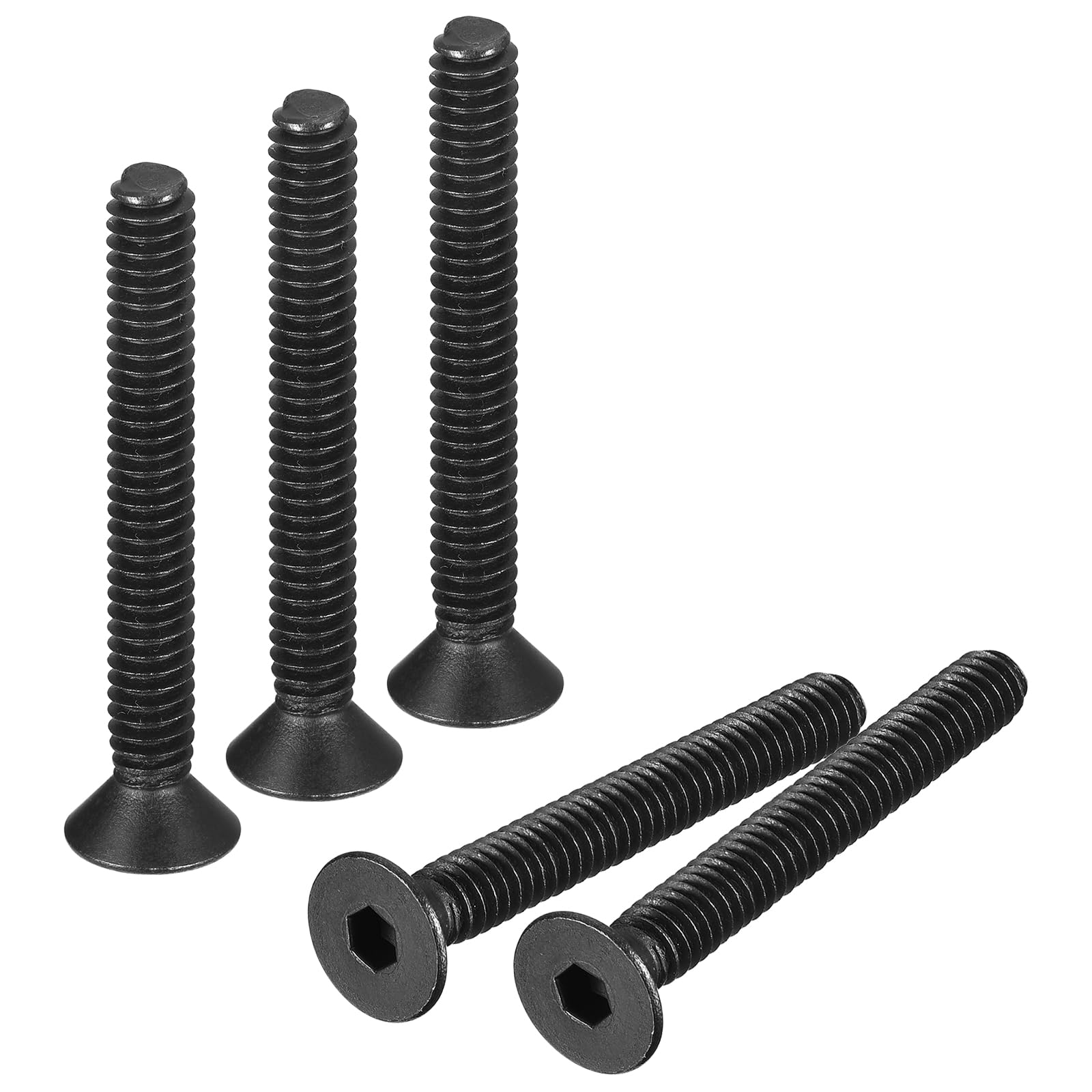 uxcell #8-32x1-1/4" Flat Head Socket Cap Screws, 10.9 Grade Carbon Steel Hex Socket Countersunk Flat Head Screw Bolts Machine Screws Fasteners, Fully Threaded, Black Oxide, 10Pcs